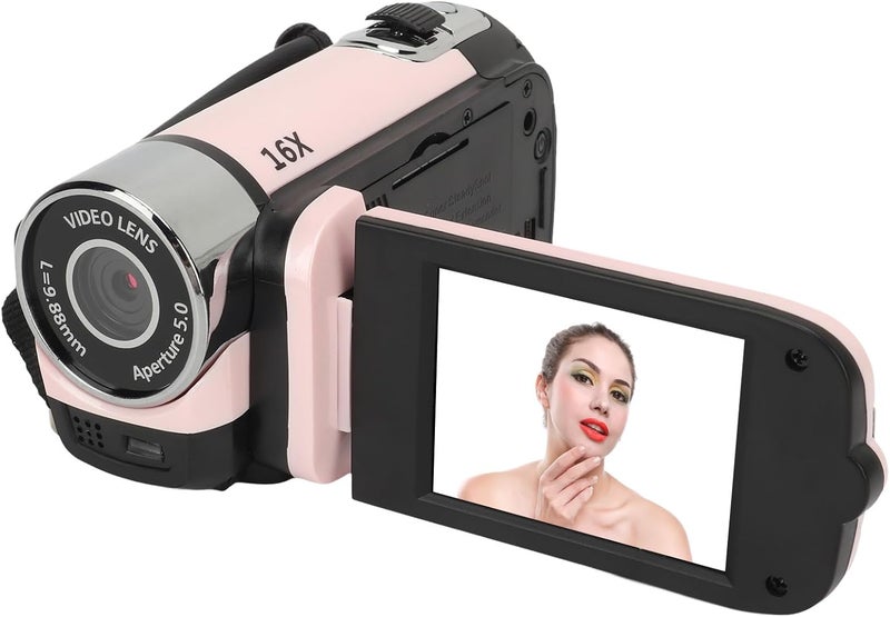 Bewinner D90 Digital Video Camera - 1080P 16MP Handheld Video Camcorder 16x Digital Zoom Video Camera with 2.7in TFT Rotatable Screen, HD Video Recorder Camera with Fill Light (Rose) - Image 1